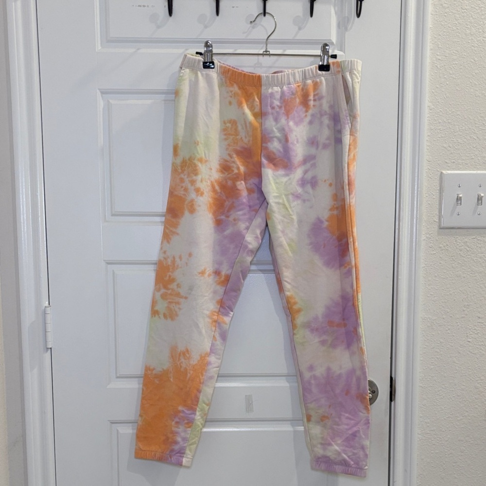 Wildfox Tie Dye Sweatpants Joggers Multicolor Pastel Size Medium Lounge Casual